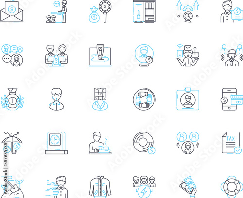 Automotive Parts linear icons set. Engine, Transmission, Suspension, Brakes, Battery, Alternator, Radiator line vector and concept signs. Fuel pump,Exhaust,Steering outline illustrations
