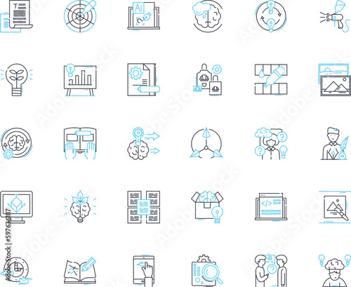 Abstract painting linear icons set. Colorful, Fluid, Bold, Expressionistic, Vibrant, Ethereal, Dreamy line vector and concept signs. Textured,Mesmerizing,Surreal outline illustrations
