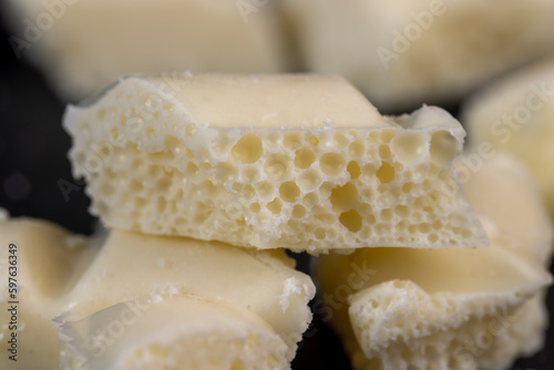 White Chocolate Bar with bubbles close-up