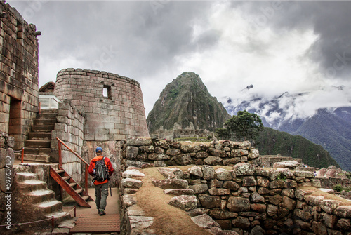 Hiker tourism Machu picchu Peru