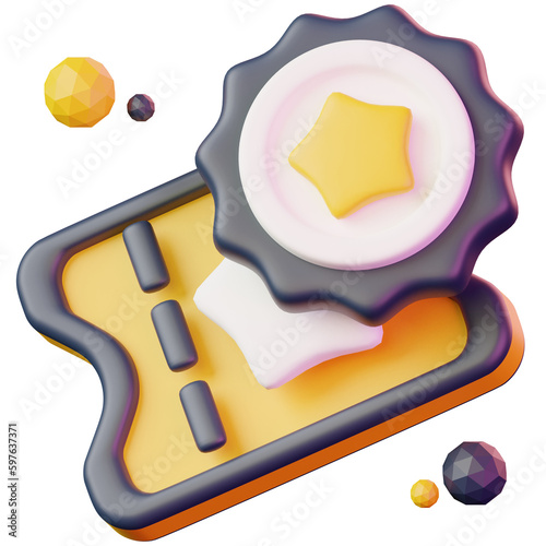 3d coupon icon, transparent background, yellow black