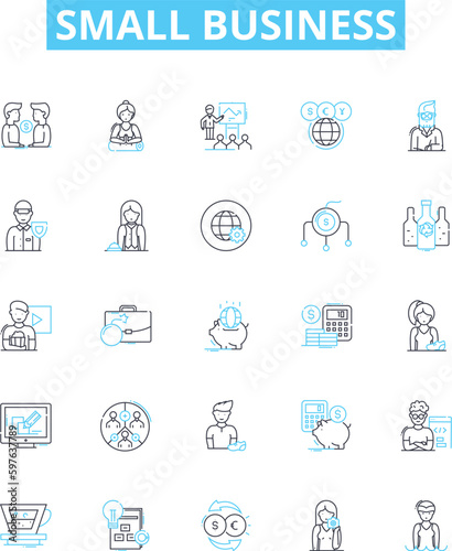 Small business vector line icons set. Small, business, entrepreneur, start-up, venture, micro, sole-proprietor illustration outline concept symbols and signs