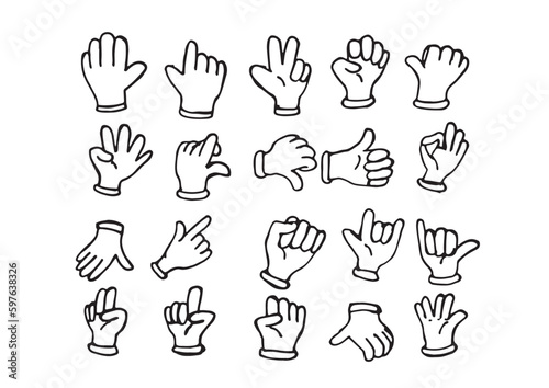 Cartoon hand gloved , illustration of various hands