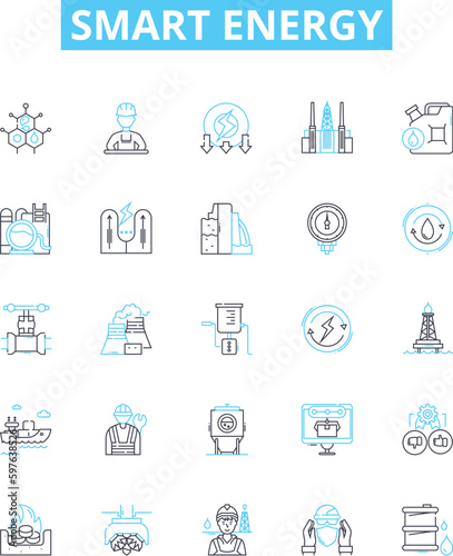 Smart Energy vector line icons set. Smart, Energy, Technologies, Metering, Saving, Automation, Efficiency illustration outline concept symbols and signs
