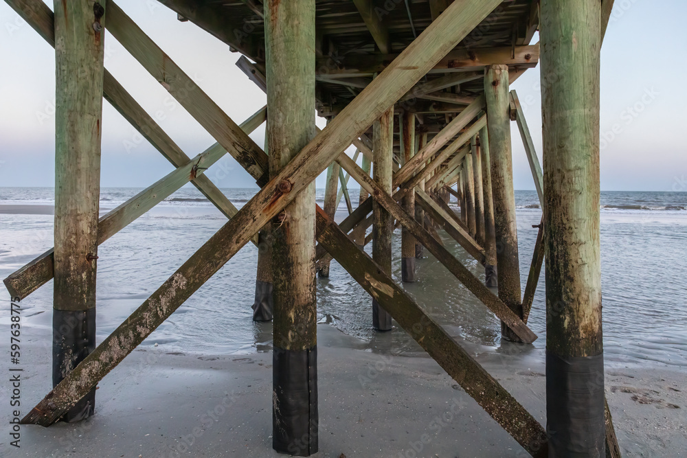 Coastal Pier at Isle of Palms Beach near Charleston South Carolina