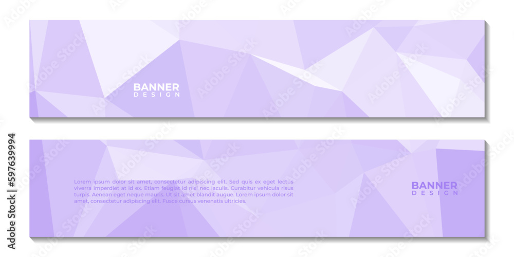 set of banner covers abstract purple colorful geometric background with triangle shape