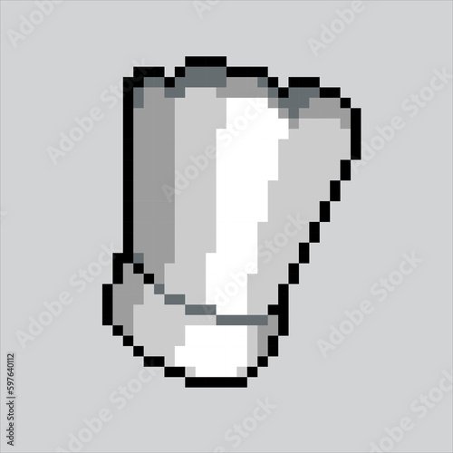Mask pixel art chef hat.White chef Hat pixelated design for logo, web, mobile app, badges and patches.
Video game sprite. 8-bit. Isolated vector illustration.