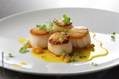 The perfect four seared scallop plate