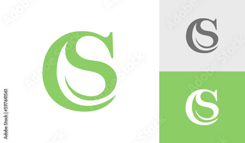 Letter CS leaf initial monogram logo design