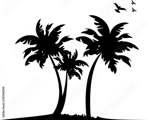 Silhouette of a group of palm trees