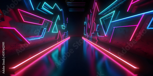 neon trails on the street, 3d rendering, glowing in the dark. minimalist wallpaper © m4rcelnoel