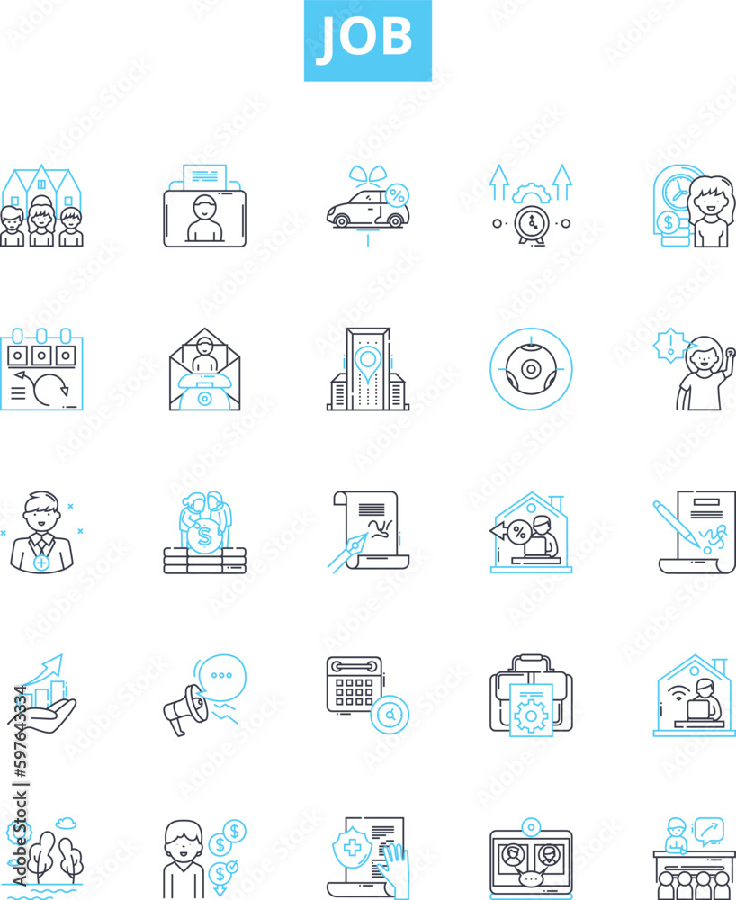 Job vector line icons set. Work, Employment, Profession, Occupation, Task, Employment, Career illustration outline concept symbols and signs
