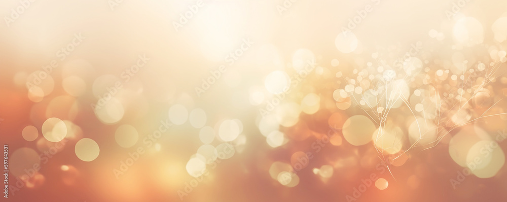 soft bokeh warm Light bokeh on abstract gold background, nature glowing sun light flare,
New year luxury  Copy space ,Generative AI 