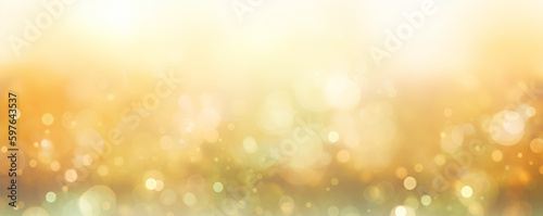 soft bokeh warm Light bokeh on abstract gold background, nature glowing sun light flare, New year luxury Copy space ,Generative AI 