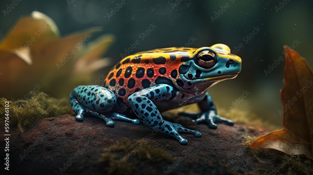 Fototapeta premium Poison tree dart frog. Generative AI
