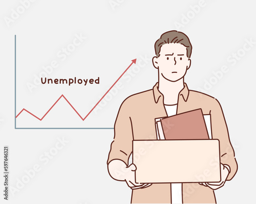 Businessman sad unemployed .Hand drawn style vector design illustrations.