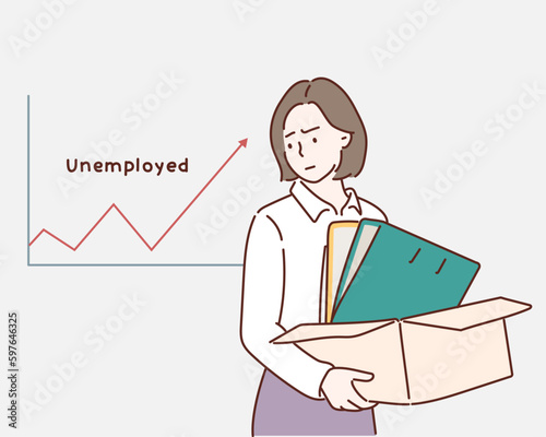 Businessman sad unemployed .Hand drawn style vector design illustrations.