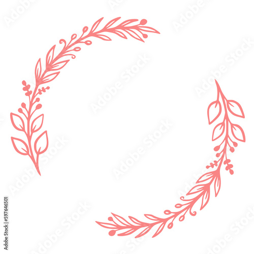Hand drawn floral frames with flowers, branch and leaves.