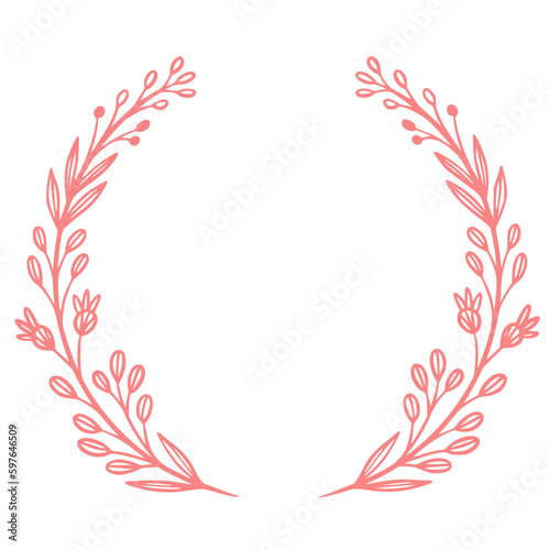 Hand drawn floral frames with flowers, branch and leaves.