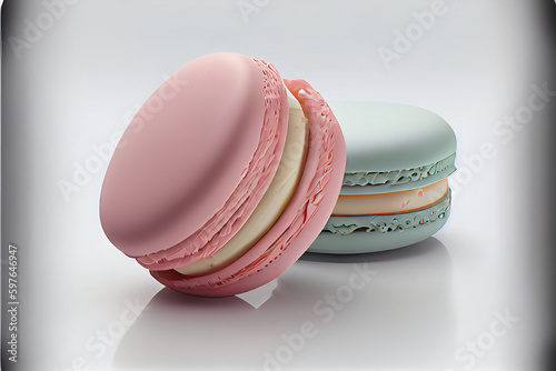 Macaroons isolated with white background | 2 macron cookies | Generative AI | Hyper realistic | Photorealism | Digital art photo
