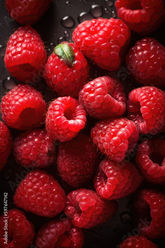 Close up of raspberries.
