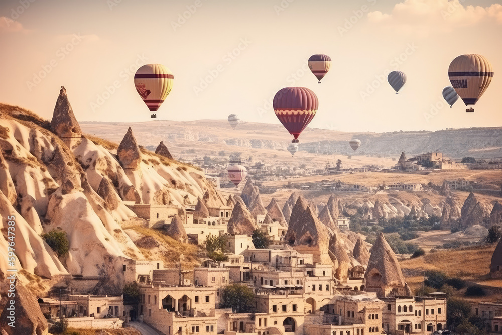 Hot air balloon in Cappadocia, Türkiye.