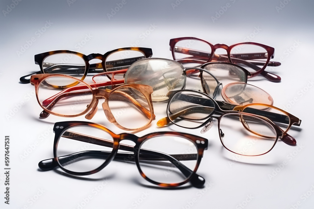 A pile of glasses on the table. A pile of glasses on the table.