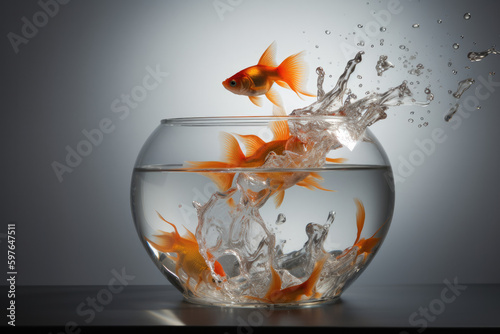 Goldfish jumped out of the fishbowl.