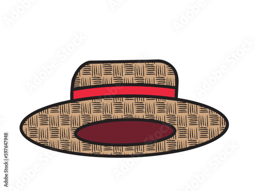 Straw hat design. Vector illustration isolated on transparent background. 