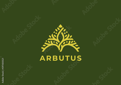 Photography geometric arbutus tree logo based on initial letter A it self