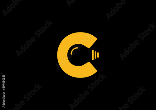 monogram letter C with light bulb idea logo symbol
