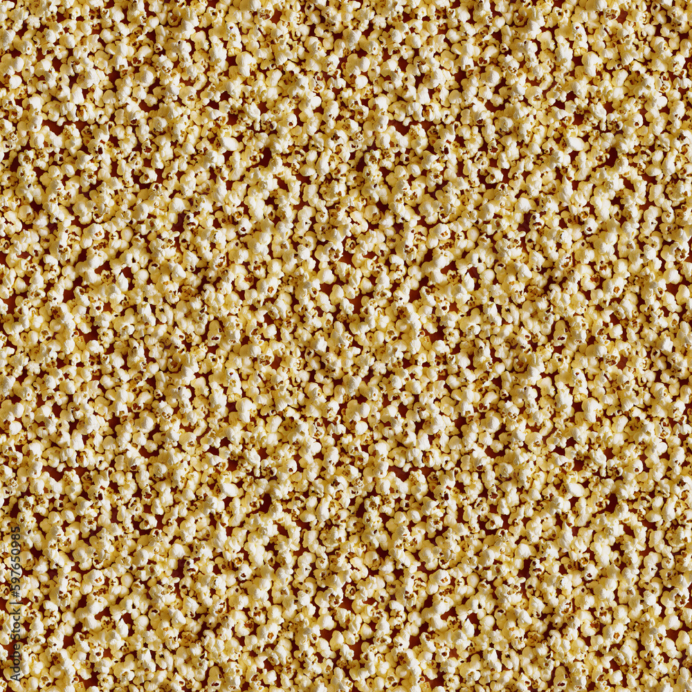Fototapeta premium AI-Generated. Plain Salted popcorn on white for seamless background uses