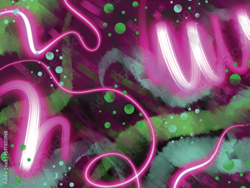 Pink Magenta and Green textured grunge decorative vector background isolated on horizontal landscape template