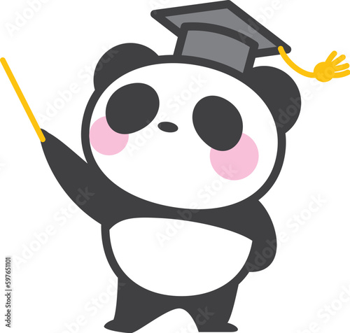 博士の格好をしているパンダのキャラクター