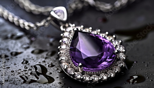 Shiny gemstones adorn elegant wedding jewelry set generated by AI