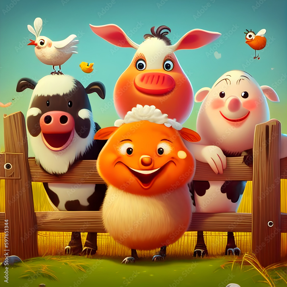 Credible_Farm_animals_happy_smiling_funny_toddlers_version