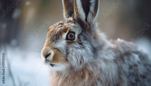 Fluffy rabbit sitting in grass looking cute generated by AI