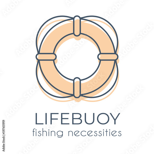 Simple minimalist lifebuoy icon on a white background suitable for online shops, web-sites and applications