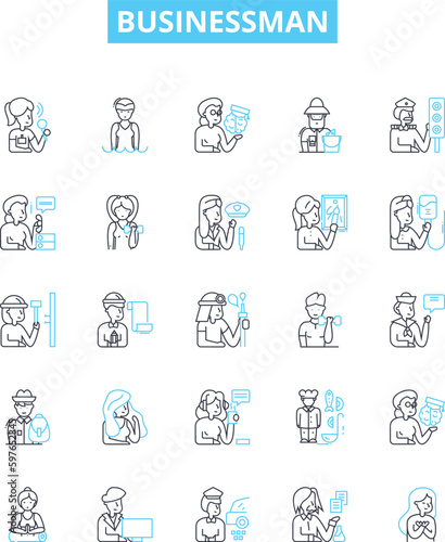 Businessman vector line icons set. Entrepreneur, Executive, CEO, Manager, Broker, Director, Investor illustration outline concept symbols and signs