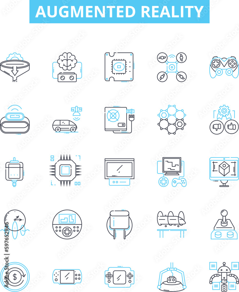Augmented reality vector line icons set. Augmented, Reality, AR, 3D ...