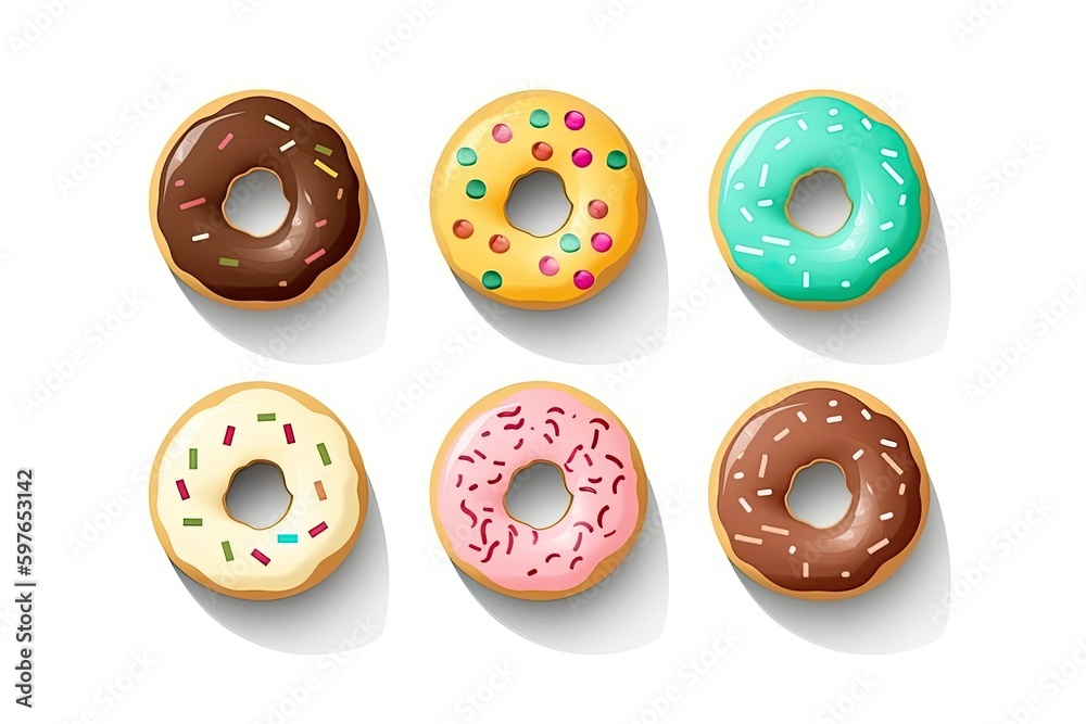 Fototapeta premium Set of colorful donuts. Generative AI.