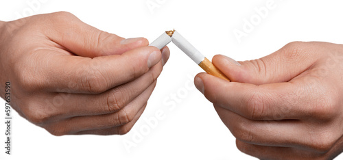 A woman breaking a cigarette  Stop smoking concept