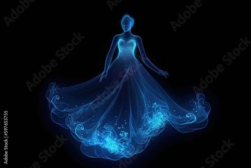 Person in a light grow dress. Generative AI.