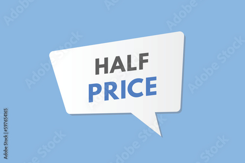 Half price text Button. Half price Sign Icon Label Sticker Web Buttons
