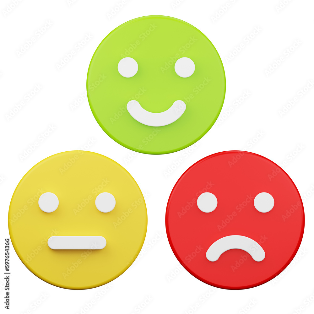 Fototapeta premium 3d render of set of smileys with emotions