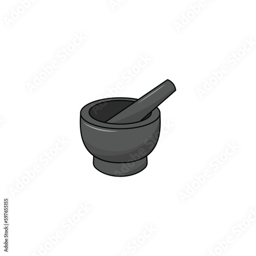 Mortar and pestle isolated vector graphics Fototapet