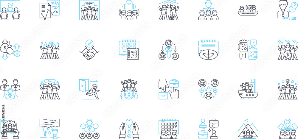 Staff development linear icons set. Training, Growth, Improvement, Learning, Development, Enrichment, Progress line vector and concept signs. Advancement,Education,Upskilling outline illustrations Staff development linear icons set. Training, Growth, Improvement, Learning, Development, Enrichment, Progress line vector and concept signs. Advancement,Education,Upskilling outline illustrations