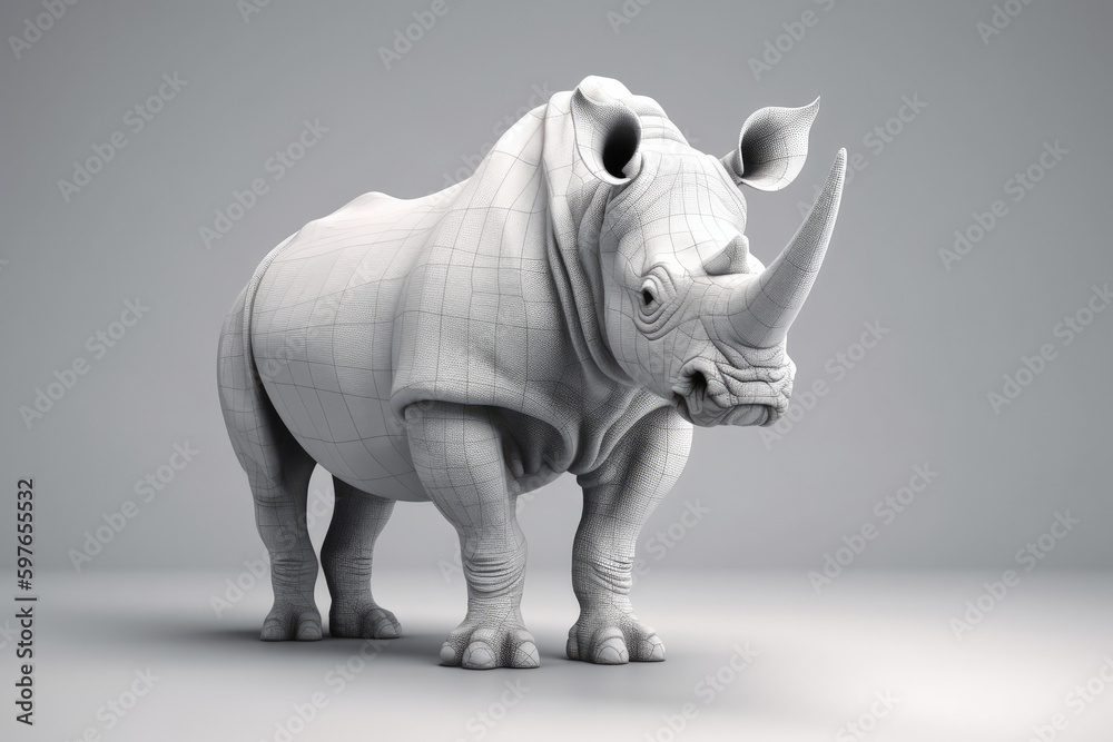 3D model of a white rhino. 3D model of a white rhino.