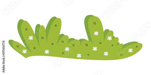 Illustration of bush for decorate the garden beautifully. Ornamental plant shrub for decorate of a park, a garden or a green fence. Thick thickets of shrubs. Foliage for spring and summer card design.