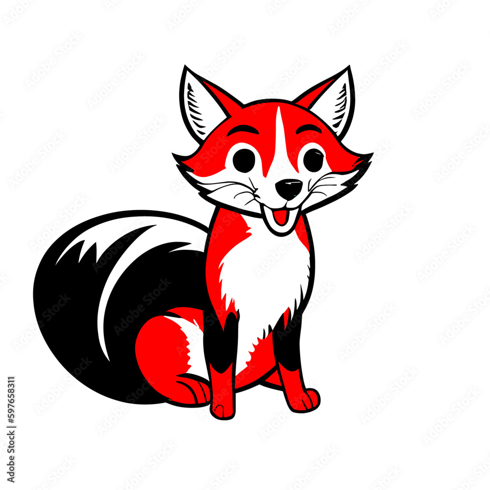 cartoon fox, vector illustration, fire fox, red fox, sticker, logo cartoon fox, vector illustration, fire fox, red fox, sticker, logo